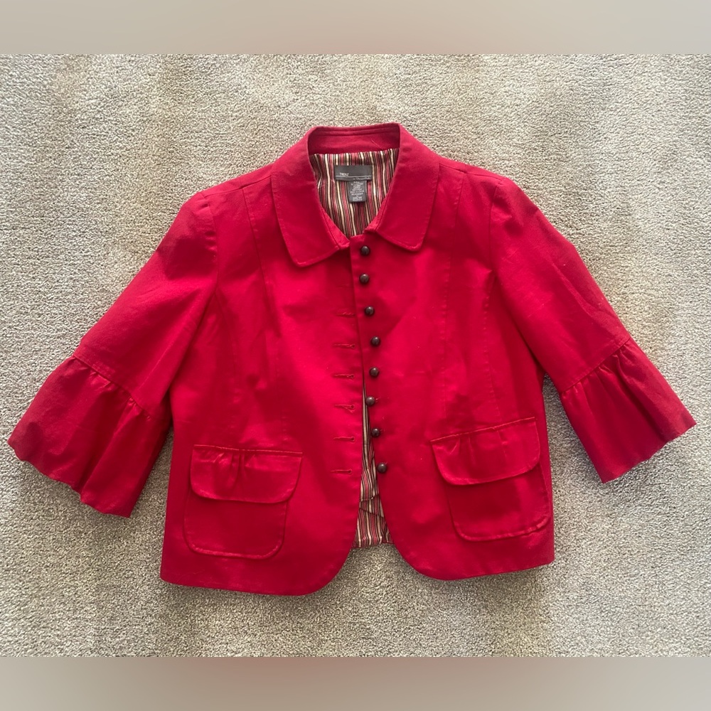TRENZ by Theresa Renz: Red blazer with Bell sleeves - XL